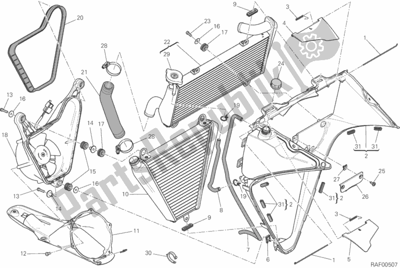 Alle onderdelen voor de Waterkoeler van de Ducati Superbike 1299S ABS 2015